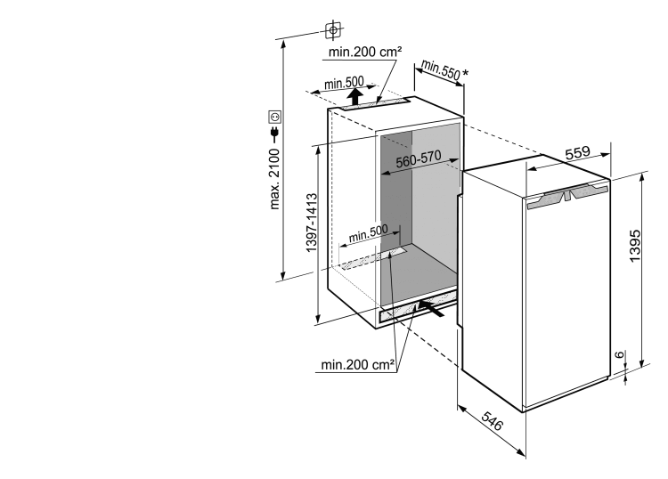 LIEBHERR IRE452120 koelkast met vriesvak - 140cm