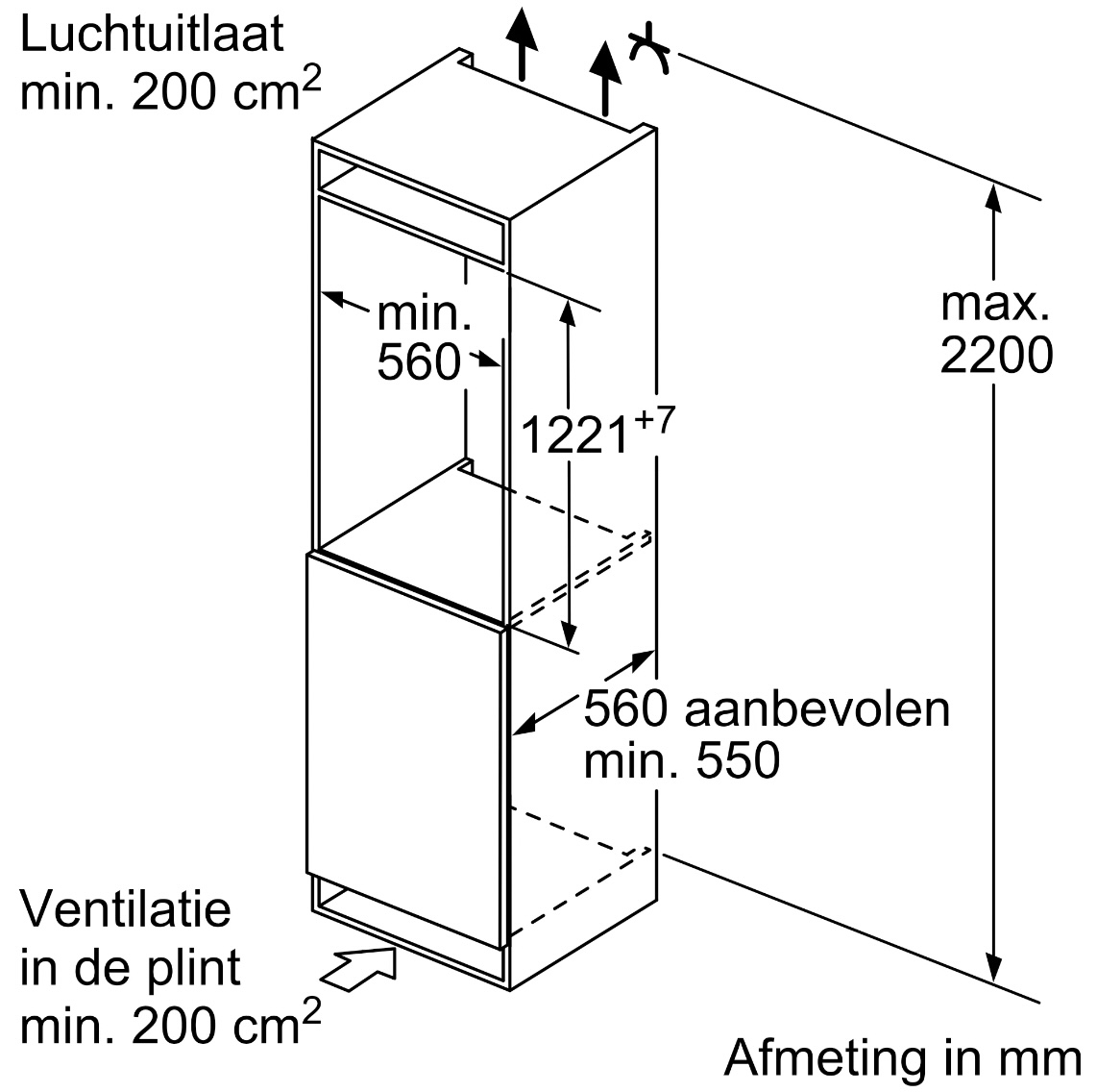 BOSCH KIL42SFE0 koelkast met vriesvak - 122cm